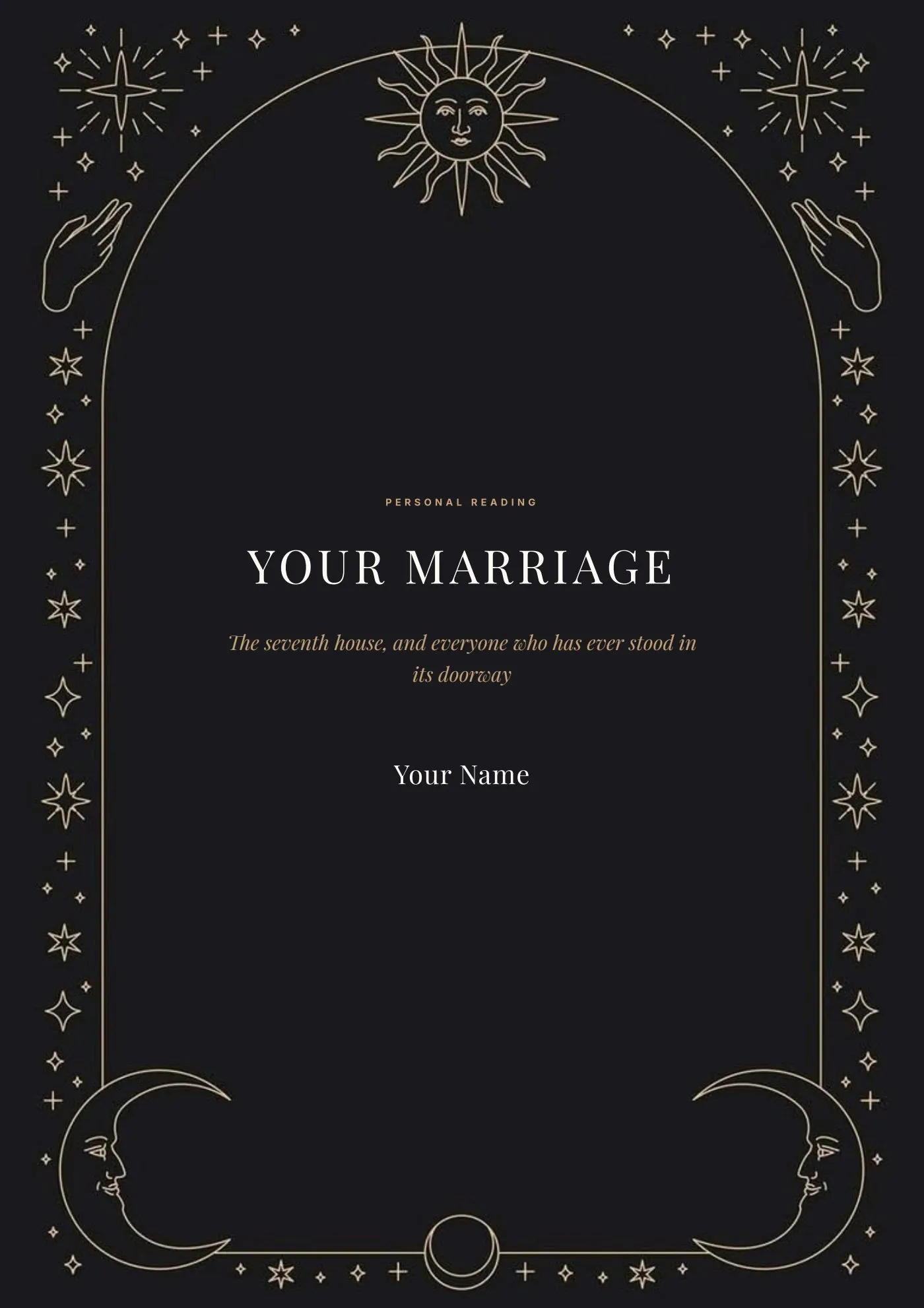 The Marriage Report cover — a celestial arch with the sun and two moons